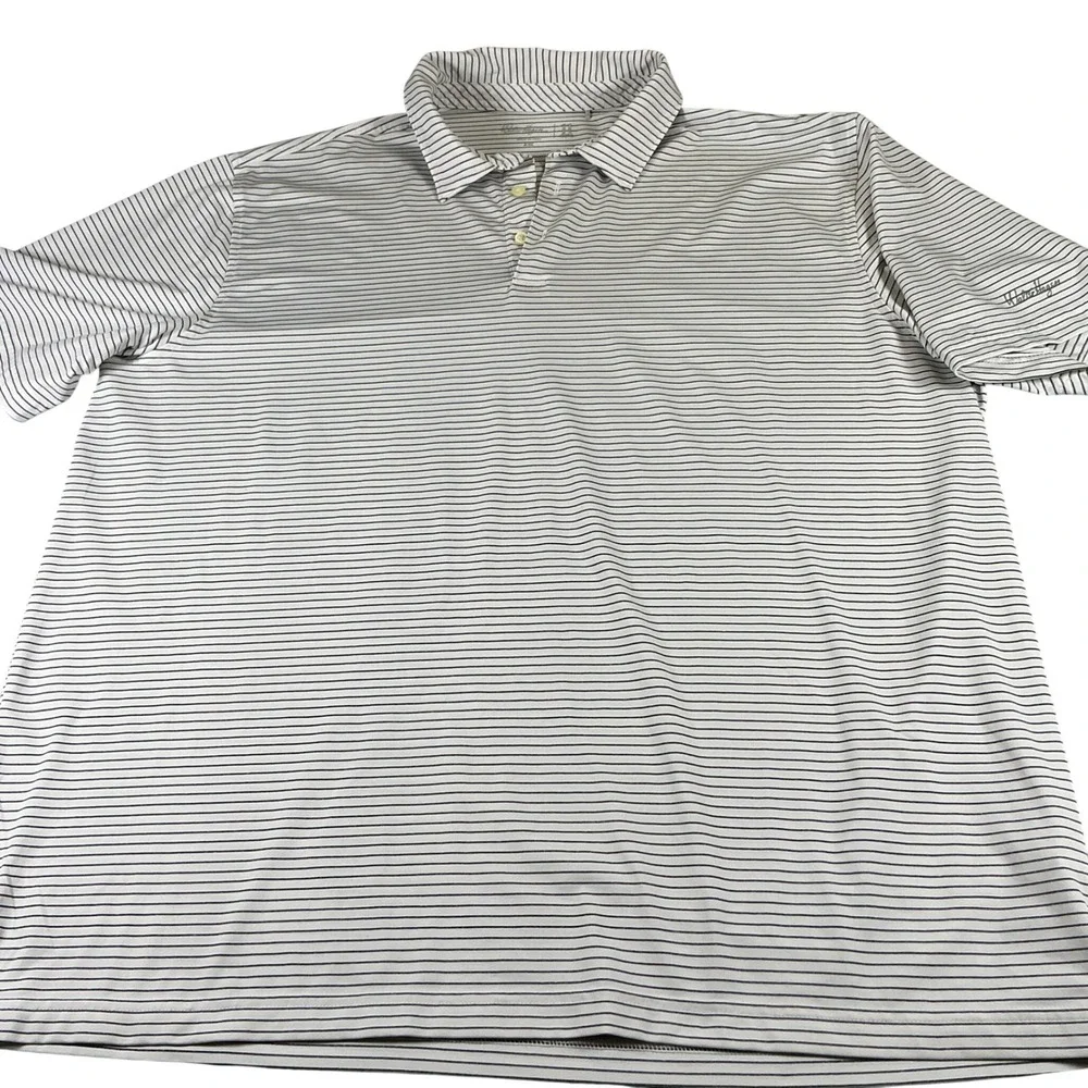 Walter Hagen 11 Majors Mens XXL Golf Polo‎ Shirt White Black Striped Performance